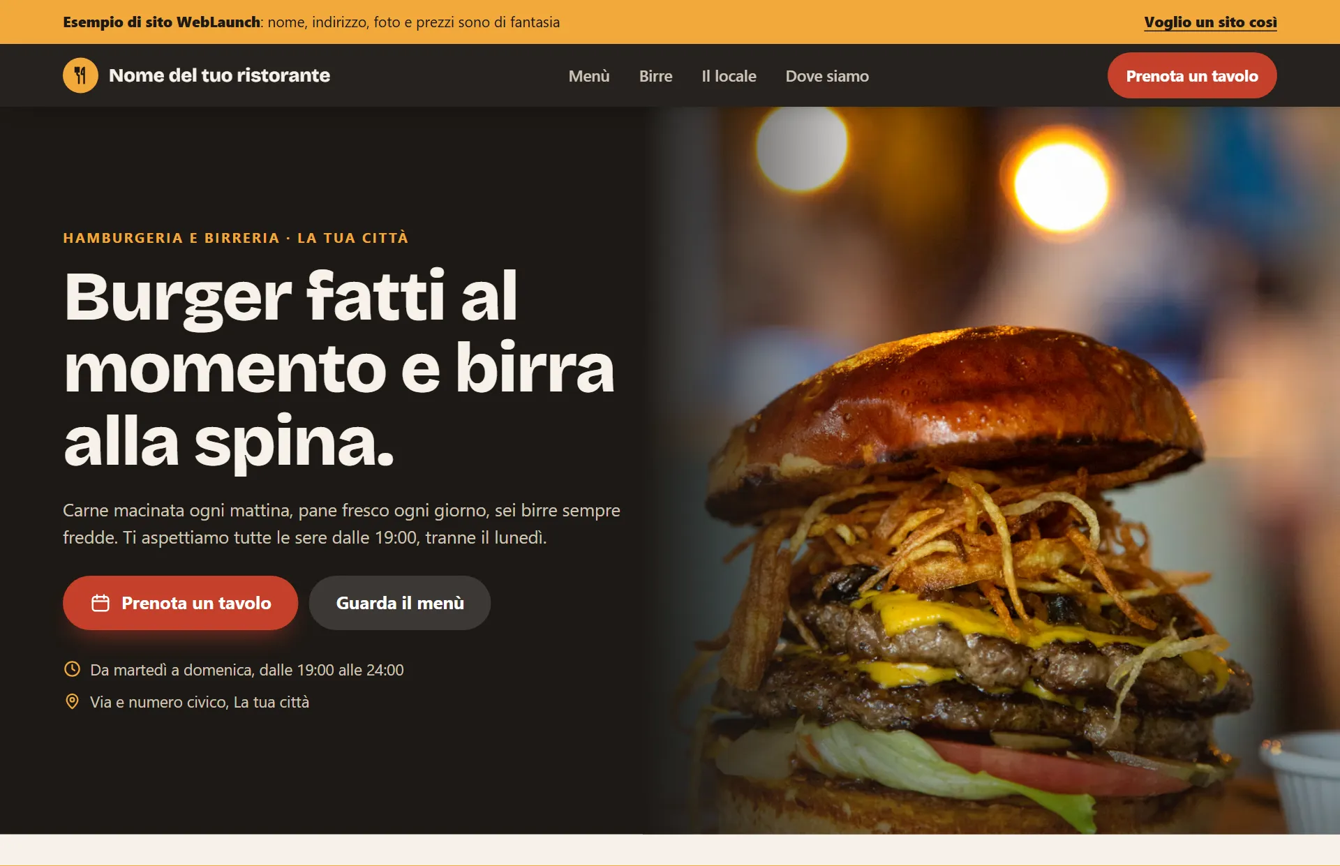 Anteprima del sito Nome del tuo ristorante su computer